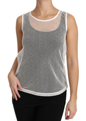 Dolce & Gabbana White Net  Transparent Sleeveless Tank Top -   -  Dolce & Gabbana.