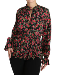 Dolce & Gabbana Black Rose Print Floral Shirt Top Blouse -   -  Dolce & Gabbana.