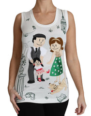 Dolce & Gabbana White Cotton #dgfamily Sleeveless Shirt Tank Top -   -  Dolce & Gabbana.