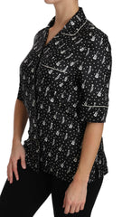 Dolce & Gabbana Black GuitarTrumpet Print Silk Shirt Top -   -  Dolce & Gabbana.