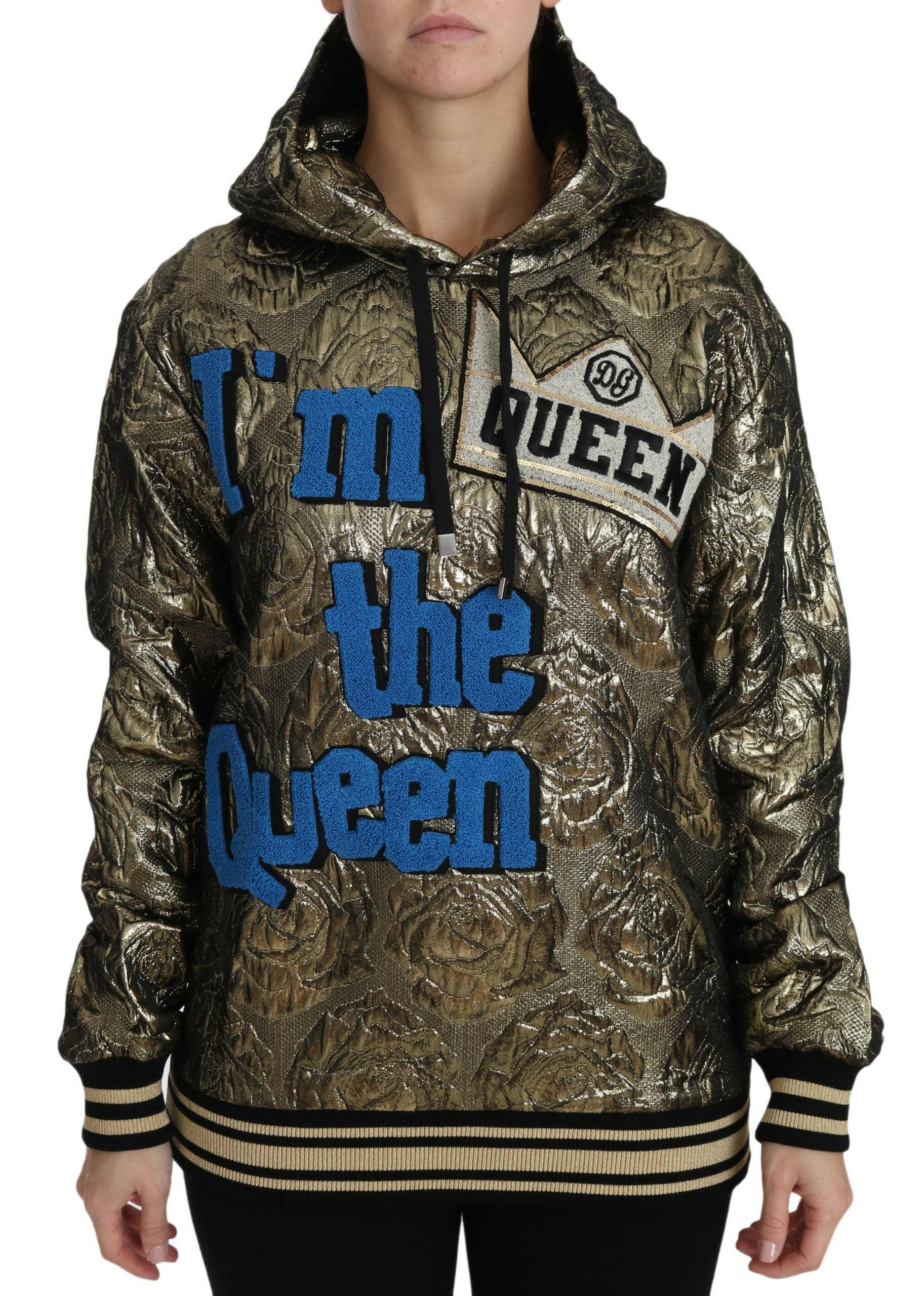 Dolce & Gabbana Im The Queen Jaquard Gold Sweatshirt  Hoodie -   -  Dolce & Gabbana.