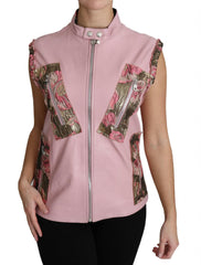 Dolce & Gabbana Pink Zippered Lamb Sleeveless Vest Leather Jacket -   -  Dolce & Gabbana.