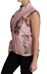 Dolce & Gabbana Pink Zippered Lamb Sleeveless Vest Leather Jacket -   -  Dolce & Gabbana.