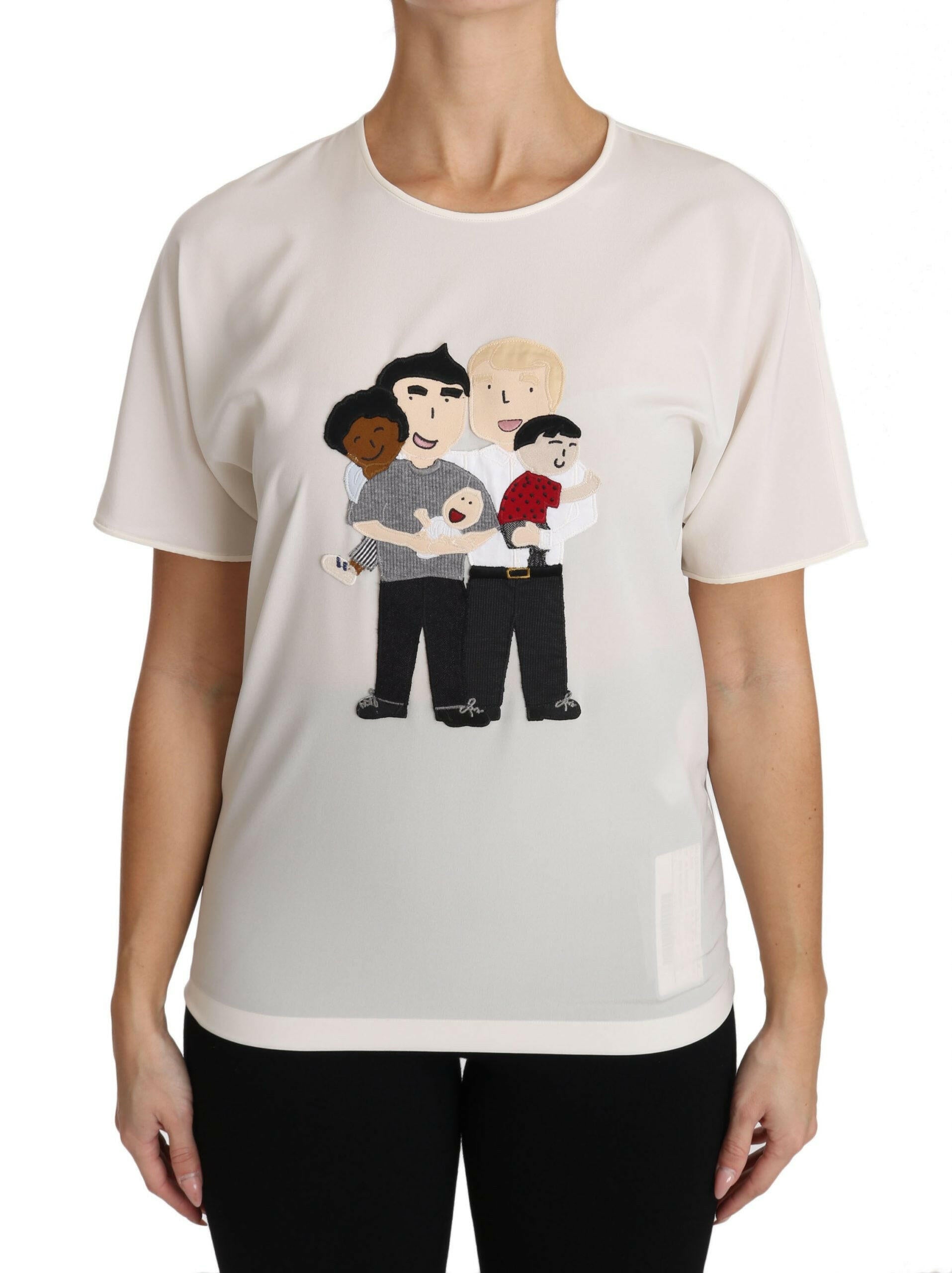Dolce & Gabbana White Silk Stretch #dgfamily T-shirt -   -  Dolce & Gabbana.