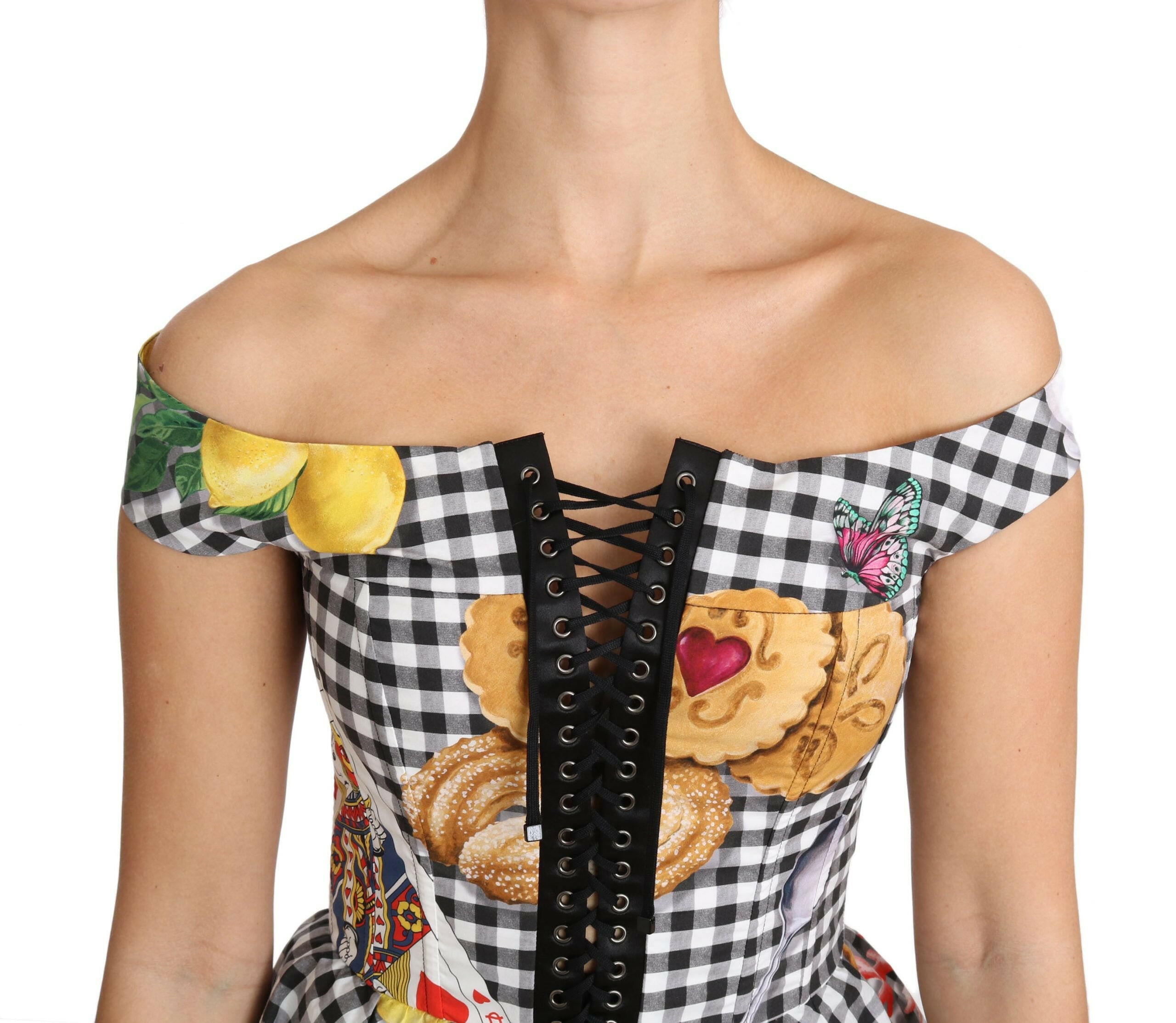 Dolce & Gabbana Black and White Corset Blouse Sicily Lemon Check Top -   -  Dolce & Gabbana. Dolce & Gabbana Black and White Corset Blouse Sicily Lemon Check Top -   -  Dolce & Gabbana.