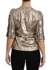 Dolce & Gabbana Gold Sequined Parrot Crystal Blouse -   -  Dolce & Gabbana.