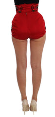 Dolce & Gabbana Red Silk Crystal Roses Shorts -   -  Dolce & Gabbana.