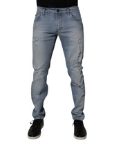 Dolce & Gabbana Blue Tattered Cotton Skinny Men Denim Jeans -   -  Dolce & Gabbana.