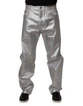 Dolce & Gabbana Metallic Silver Cotton Straight Denim Jeans -   -  Dolce & Gabbana.
