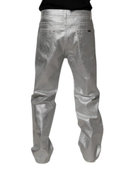 Dolce & Gabbana Metallic Silver Cotton Straight Denim Jeans -   -  Dolce & Gabbana.