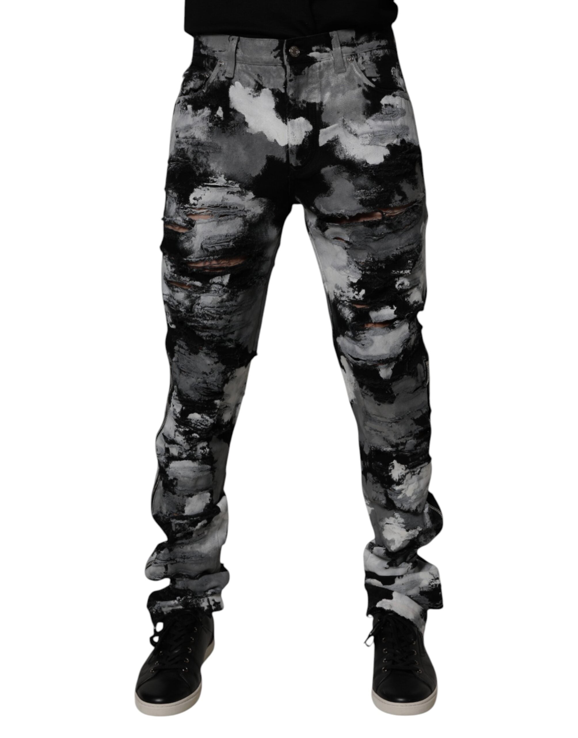 Dolce & Gabbana Multicolor Camouflage Tattered Skinny Denim Jeans -   -  Dolce & Gabbana.