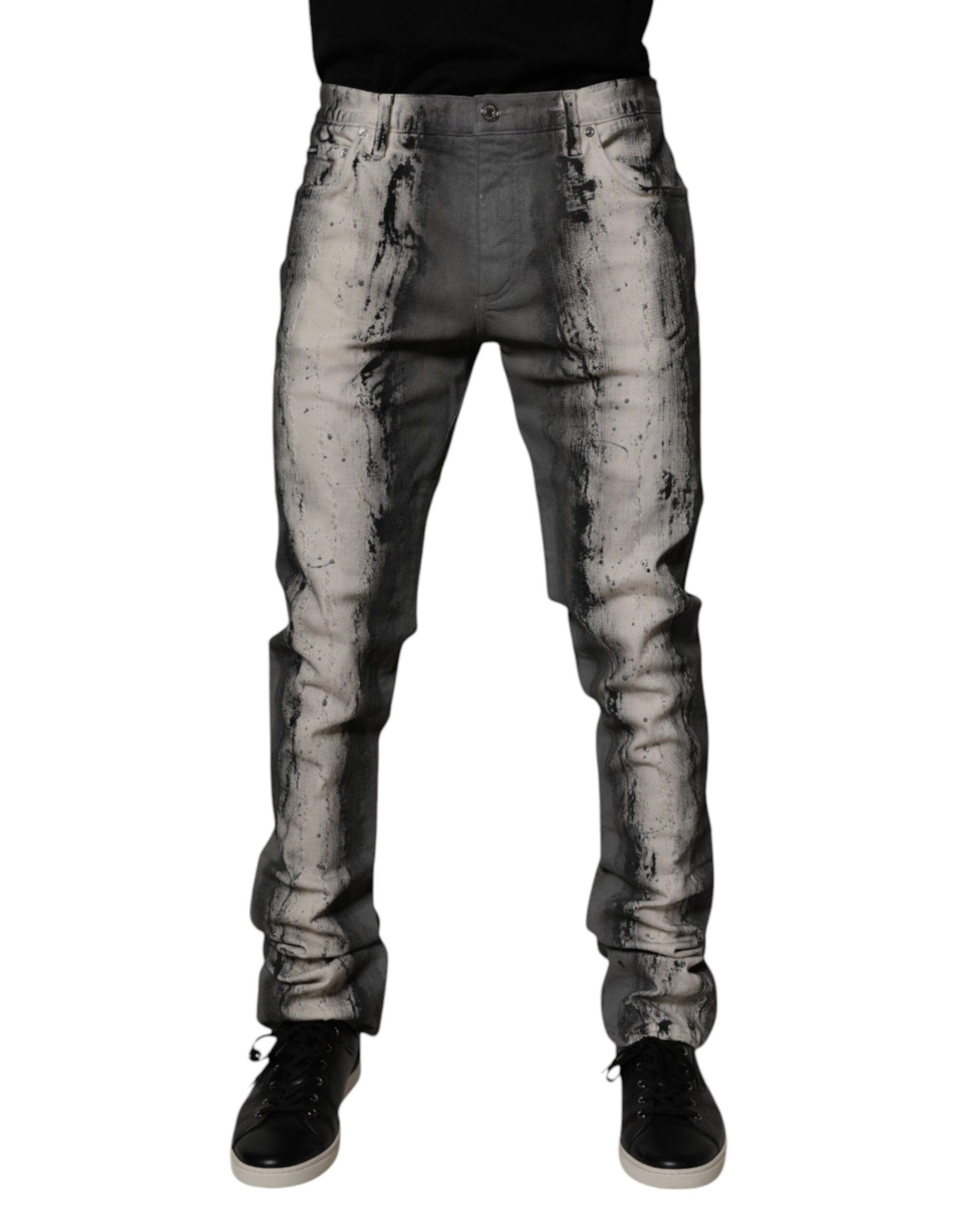 Dolce & Gabbana Gray Tie Dye Cotton Skinny Men Denim Jeans -   -  Dolce & Gabbana.