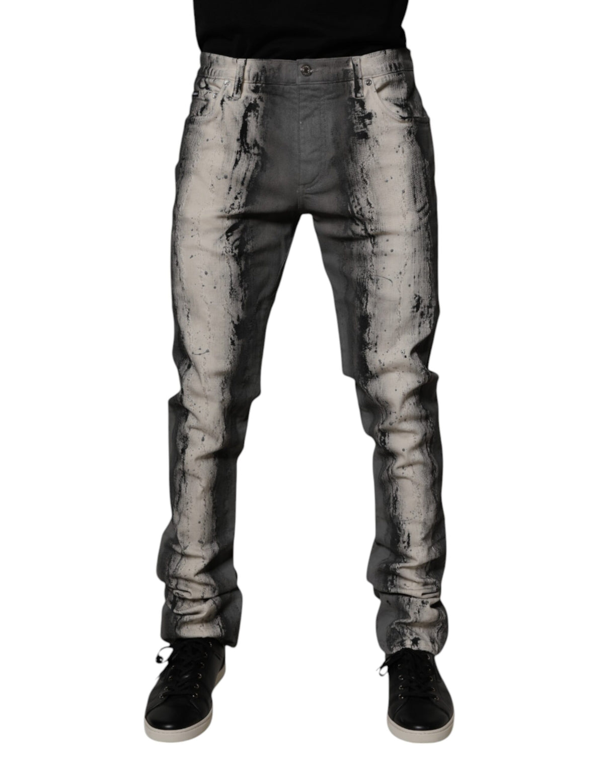 Dolce & Gabbana Gray Tie Dye Cotton Skinny Men Denim Jeans -   -  Dolce & Gabbana.