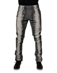 Dolce & Gabbana Gray Tie Dye Cotton Skinny Men Denim Jeans -   -  Dolce & Gabbana.