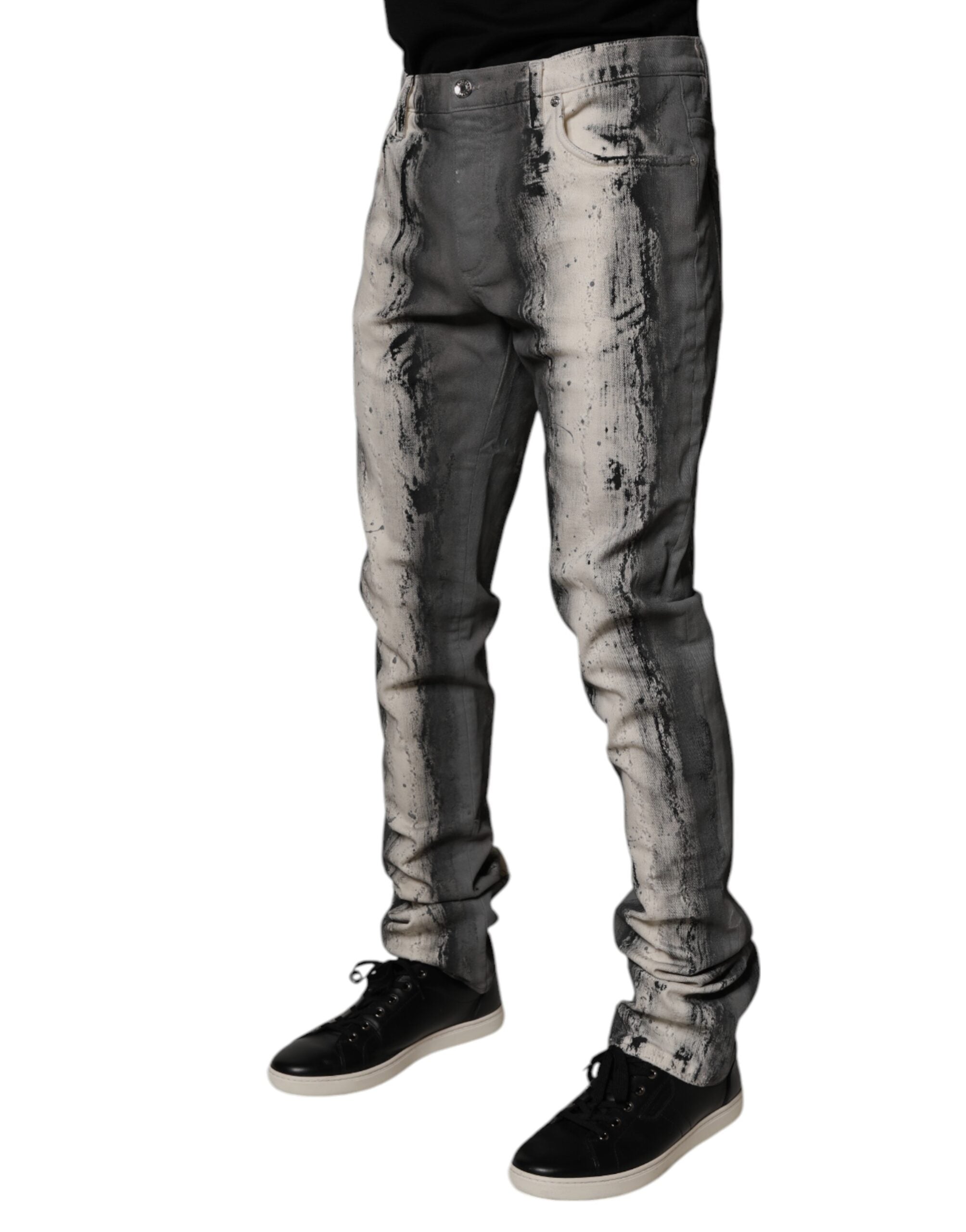 Dolce & Gabbana Gray Tie Dye Cotton Skinny Men Denim Jeans -   -  Dolce & Gabbana. Dolce & Gabbana Gray Tie Dye Cotton Skinny Men Denim Jeans -   -  Dolce & Gabbana.