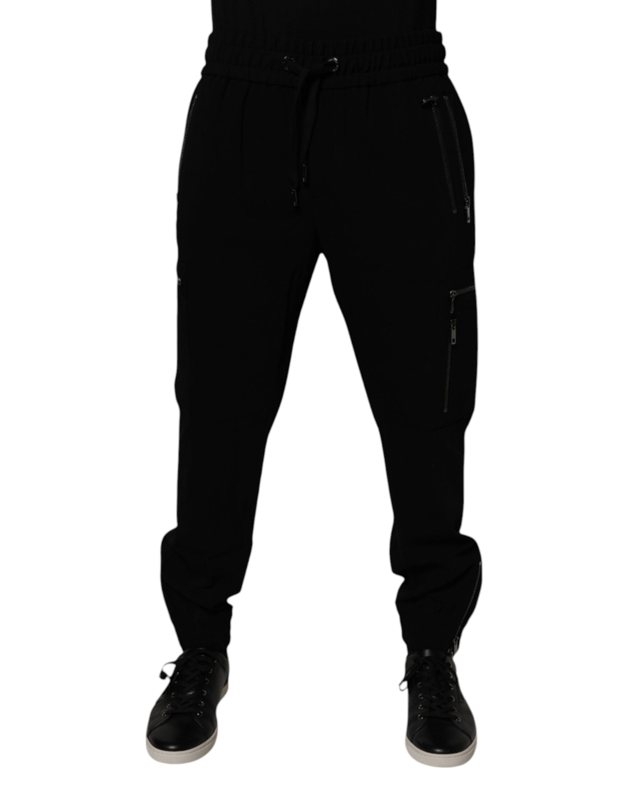 Dolce & Gabbana Black Wool Stretch Jogger Pants -   -  Dolce & Gabbana.