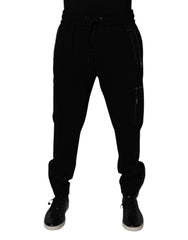 Dolce & Gabbana Black Wool Stretch Jogger Pants -   -  Dolce & Gabbana.