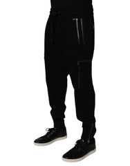 Dolce & Gabbana Black Wool Stretch Jogger Pants -   -  Dolce & Gabbana.