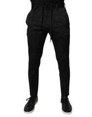 Dolce & Gabbana Black Brocade Polyester Skinny Dress Pants -   -  Dolce & Gabbana.