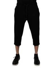 Dolce & Gabbana Black Cotton Blend Cropped Sweatpants Pants -   -  Dolce & Gabbana.