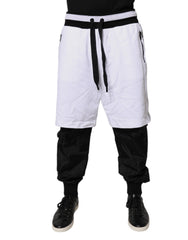 Dolce & Gabbana Black White Cotton Layered Sweatpants Pants -   -  Dolce & Gabbana.