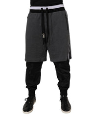 Dolce & Gabbana Black Gray Cotton Layered Men Sweatpants Pants -   -  Dolce & Gabbana.