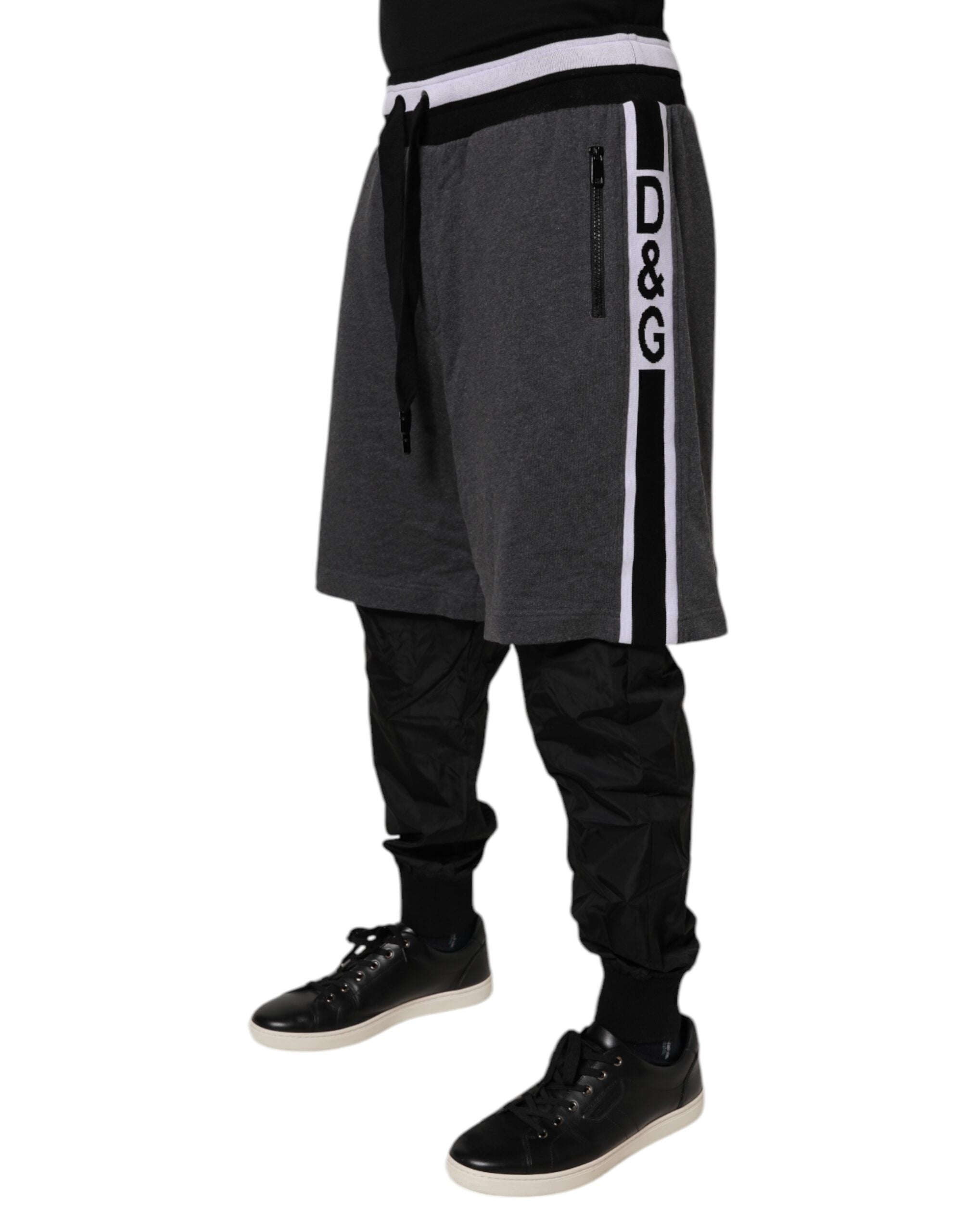 Dolce & Gabbana Black Gray Cotton Layered Men Sweatpants Pants -   -  Dolce & Gabbana. Dolce & Gabbana Black Gray Cotton Layered Men Sweatpants Pants -   -  Dolce & Gabbana.