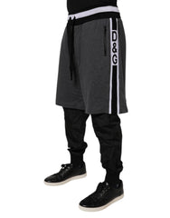 Dolce & Gabbana Black Gray Cotton Layered Men Sweatpants Pants -   -  Dolce & Gabbana.