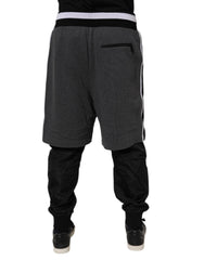 Dolce & Gabbana Black Gray Cotton Layered Men Sweatpants Pants -   -  Dolce & Gabbana.
