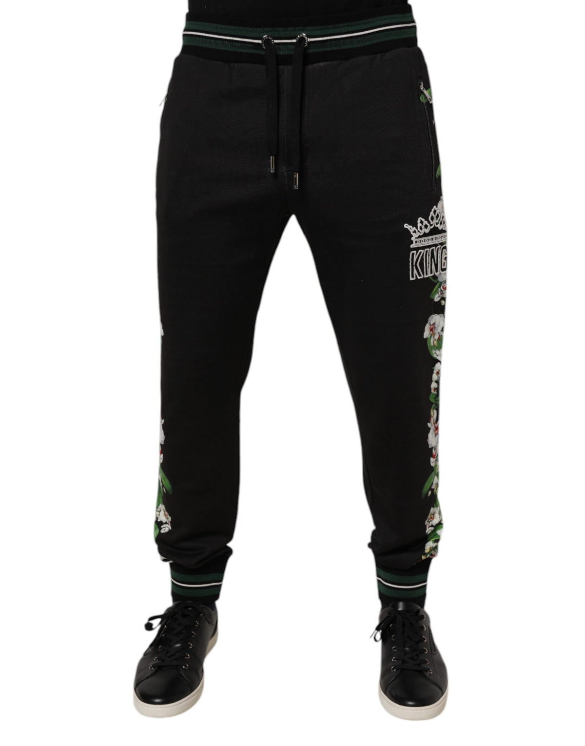 Dolce & Gabbana Black Floral King Men Jogger Sweatpants Pants -   -  Dolce & Gabbana.