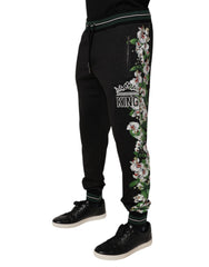 Dolce & Gabbana Black Floral King Men Jogger Sweatpants Pants -   -  Dolce & Gabbana.