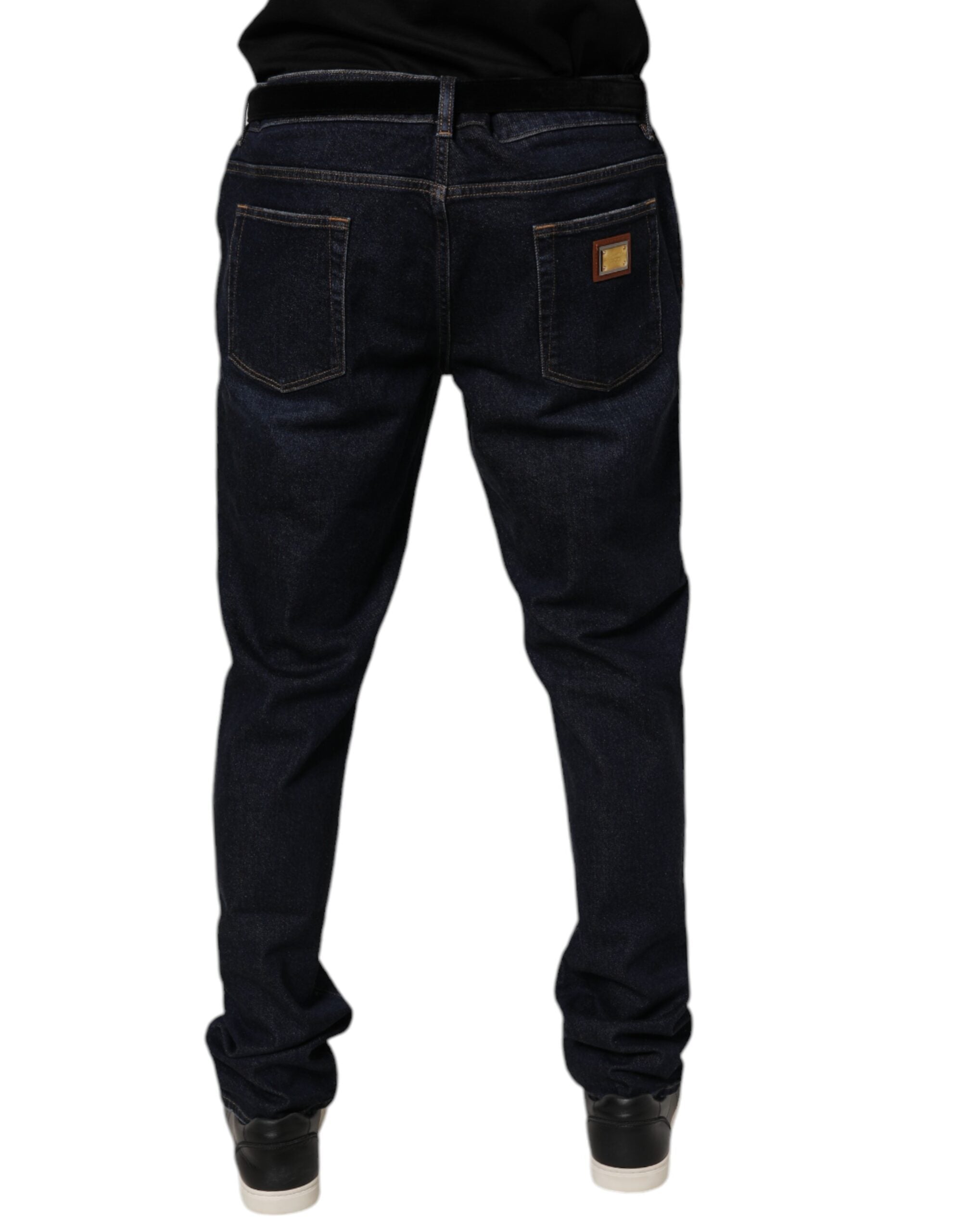 Dolce & Gabbana Dark Blue Cotton Stretch Skinny Denim Jeans -   -  Dolce & Gabbana. Dolce & Gabbana Dark Blue Cotton Stretch Skinny Denim Jeans -   -  Dolce & Gabbana.