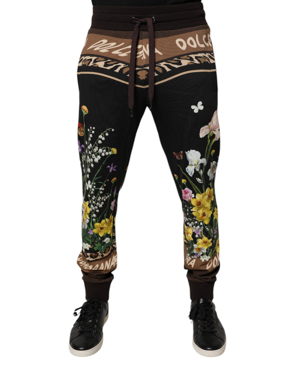 Dolce & Gabbana Black Floral Cotton Jogger Sweatpants Pants -   -  Dolce & Gabbana.