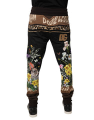 Dolce & Gabbana Black Floral Cotton Jogger Sweatpants Pants -   -  Dolce & Gabbana.