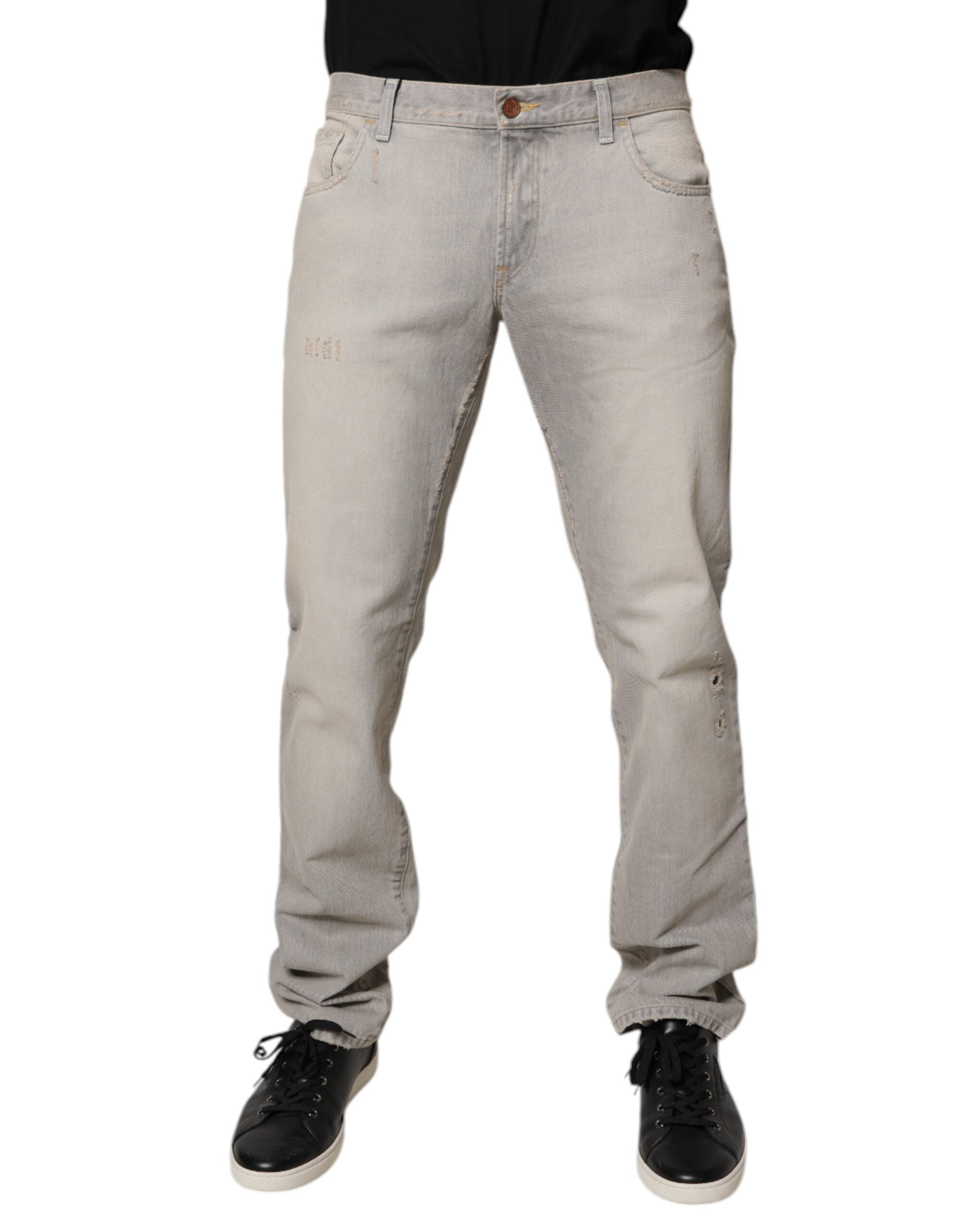 Dolce & Gabbana Light Gray Cotton Skinny Denim Jeans -   -  Dolce & Gabbana. Dolce & Gabbana Light Gray Cotton Skinny Denim Jeans -   -  Dolce & Gabbana.