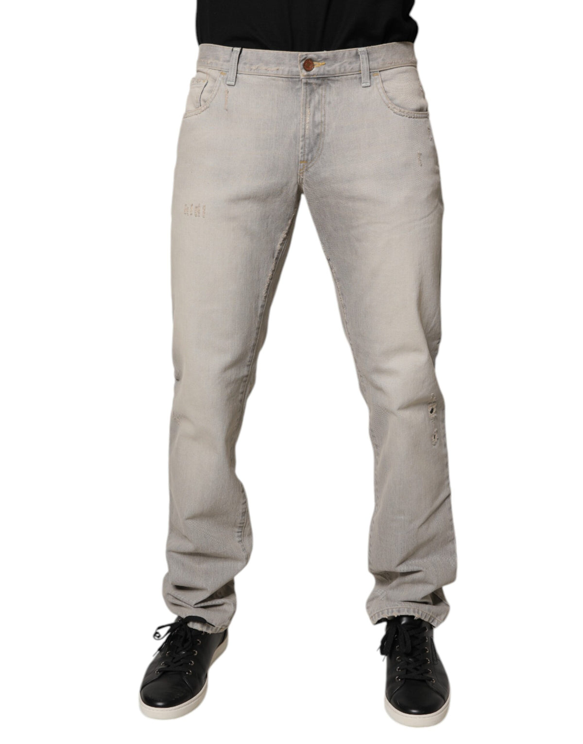 Dolce & Gabbana Light Gray Cotton Skinny Denim Jeans -   -  Dolce & Gabbana.