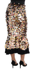 Dolce & Gabbana Gold Sequined Peplum High Waist Skirt -   -  Dolce & Gabbana.