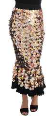 Dolce & Gabbana Gold Sequined Peplum High Waist Skirt -   -  Dolce & Gabbana.