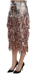Dolce & Gabbana Sequin Embellished Fringe Midi Pencil Skirt -   -  Dolce & Gabbana.