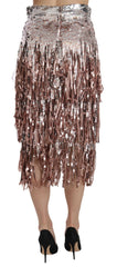 Dolce & Gabbana Sequin Embellished Fringe Midi Pencil Skirt -   -  Dolce & Gabbana.