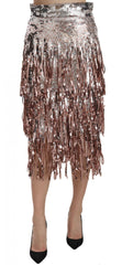 Dolce & Gabbana Sequin Embellished Fringe Midi Pencil Skirt -   -  Dolce & Gabbana.
