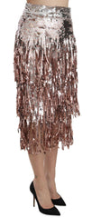 Dolce & Gabbana Sequin Embellished Fringe Midi Pencil Skirt -   -  Dolce & Gabbana.