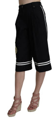 Dolce & Gabbana Black Cotton Cropped Embellished Pants -   -  Dolce & Gabbana.