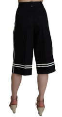 Dolce & Gabbana Black Cotton Cropped Embellished Pants -   -  Dolce & Gabbana.