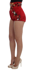 Dolce & Gabbana Red Silk Crystal Roses Shorts -   -  Dolce & Gabbana.