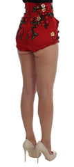 Dolce & Gabbana Red Silk Roses Sicily Shorts -   -  Dolce & Gabbana.