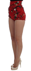 Dolce & Gabbana Red Silk Roses Sicily Shorts -   -  Dolce & Gabbana.