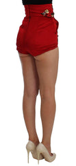 Dolce & Gabbana Red Silk Crystal Roses Shorts -   -  Dolce & Gabbana.