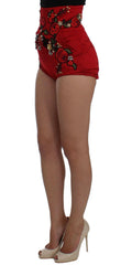 Dolce & Gabbana Red Silk Crystal Roses Shorts -   -  Dolce & Gabbana.