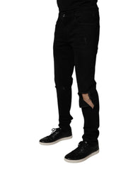 Dolce & Gabbana Black Cotton Tattered Skinny Men Denim Jeans -   -  Dolce & Gabbana.